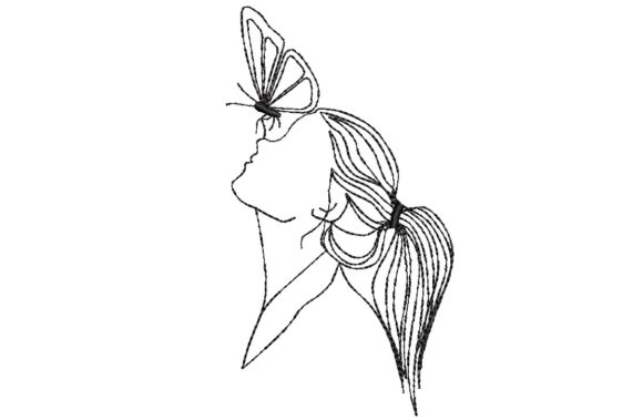 Girl and Butterfly: Seasonal Charm for Embroidery